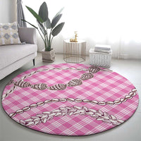 Pink Aloha Hawaii Shell Lei Round Carpet Palaka Hebrew Cone Honey Cowrie Elegant Curves - Polynesian Pride