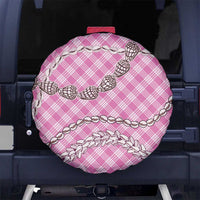 Pink Aloha Hawaii Shell Lei Spare Tire Cover Palaka Hebrew Cone Honey Cowrie Elegant Curves - Polynesian Pride