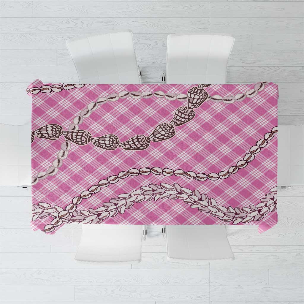 Pink Aloha Hawaii Shell Lei Tablecloth Palaka Hebrew Cone Honey Cowrie Elegant Curves - Polynesian Pride