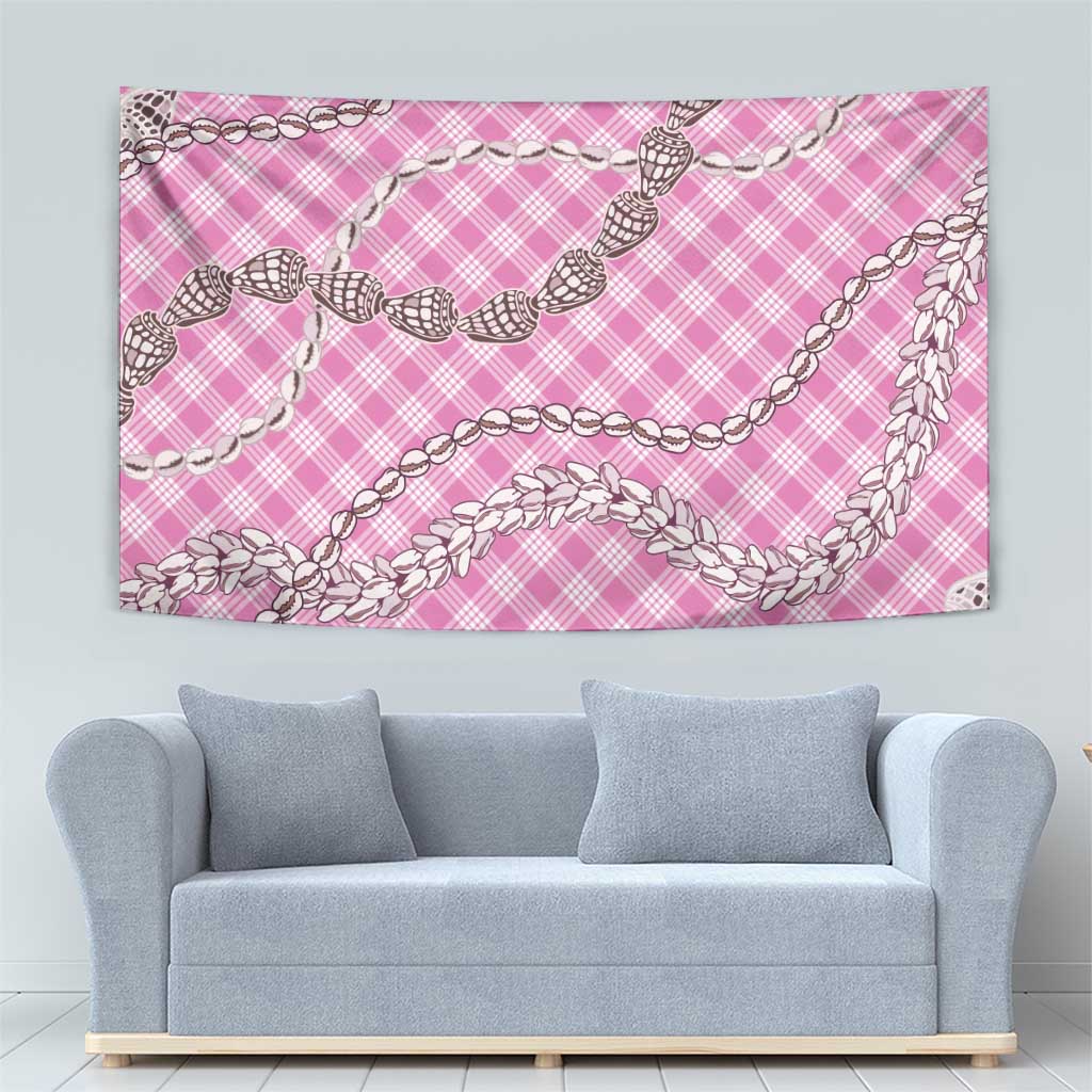 Pink Aloha Hawaii Shell Lei Tapestry Palaka Hebrew Cone Honey Cowrie Elegant Curves - Polynesian Pride