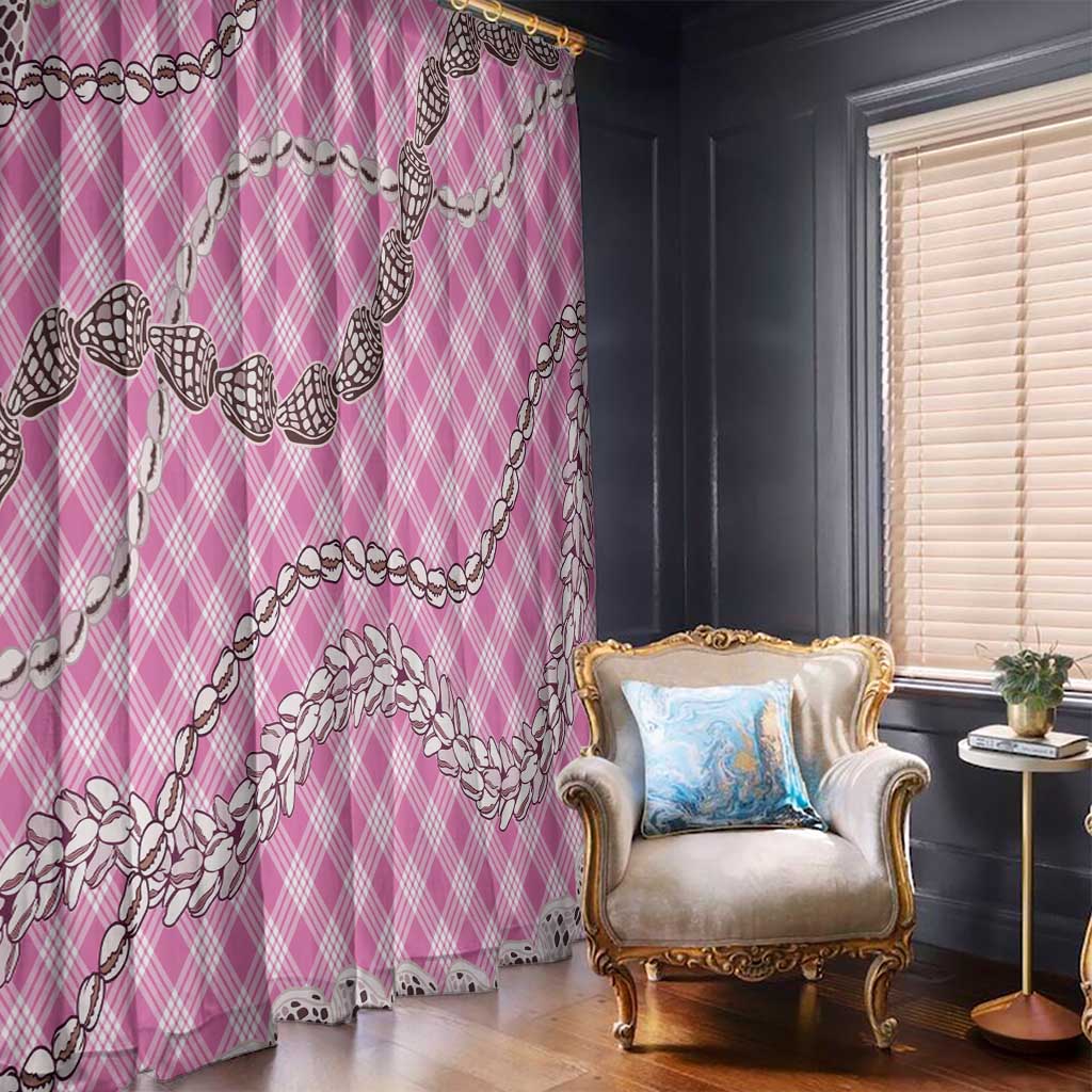 Pink Aloha Hawaii Shell Lei Window Curtain Palaka Hebrew Cone Honey Cowrie Elegant Curves - Polynesian Pride