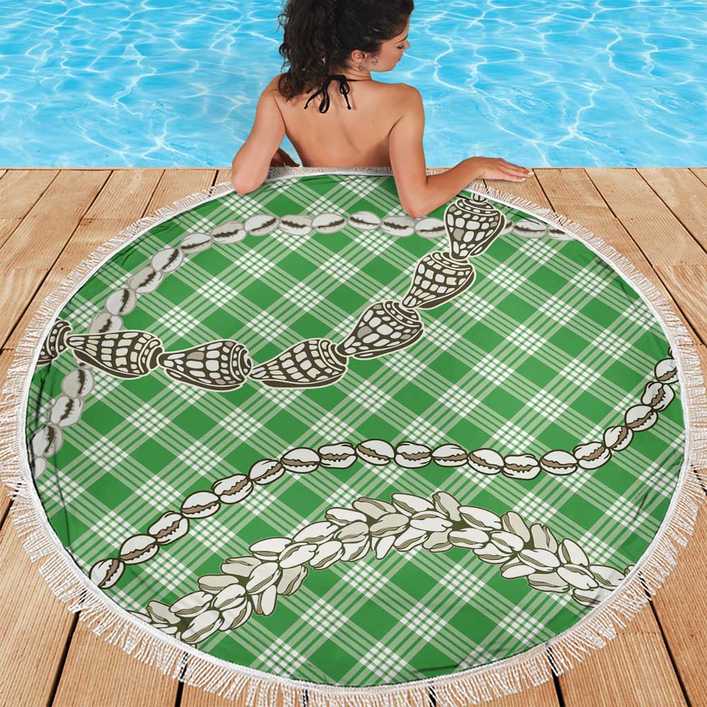 Green Aloha Hawaii Shell Lei Beach Blanket Palaka Hebrew Cone Honey Cowrie Elegant Curves - Polynesian Pride