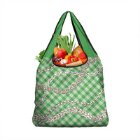 Green Aloha Hawaii Shell Lei Grocery Bag Palaka Hebrew Cone Honey Cowrie Elegant Curves - Polynesian Pride