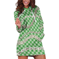 Green Aloha Hawaii Shell Lei Hoodie Dress Palaka Hebrew Cone Honey Cowrie Elegant Curves - Polynesian Pride