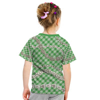 Green Aloha Hawaii Shell Lei Kid T Shirt Palaka Hebrew Cone Honey Cowrie Elegant Curves - Polynesian Pride