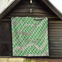 Green Aloha Hawaii Shell Lei Quilt Palaka Hebrew Cone Honey Cowrie Elegant Curves - Polynesian Pride