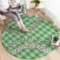 Green Aloha Hawaii Shell Lei Round Carpet Palaka Hebrew Cone Honey Cowrie Elegant Curves - Polynesian Pride