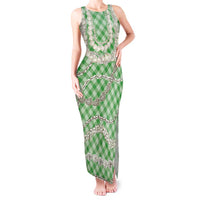 Green Aloha Hawaii Shell Lei Tank Maxi Dress Palaka Hebrew Cone Honey Cowrie Elegant Curves - Polynesian Pride
