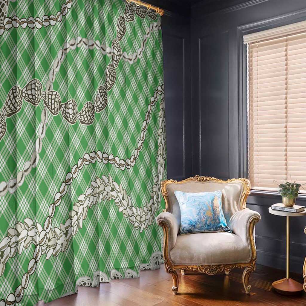 Green Aloha Hawaii Shell Lei Window Curtain Palaka Hebrew Cone Honey Cowrie Elegant Curves - Polynesian Pride