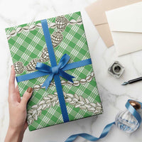 Green Aloha Hawaii Shell Lei Wrapping Paper Palaka Hebrew Cone Honey Cowrie Elegant Curves - Polynesian Pride