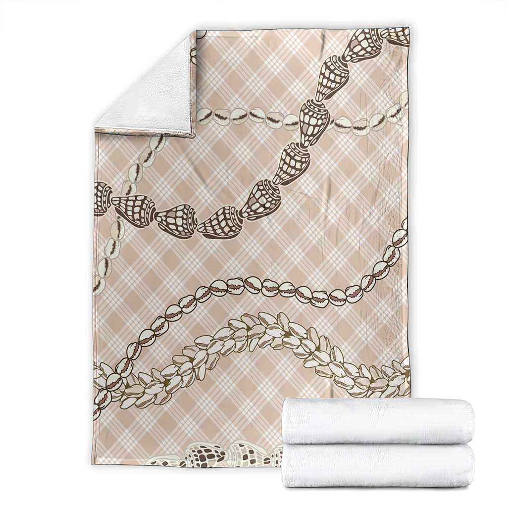 Beige Aloha Hawaii Shell Lei Blanket Palaka Hebrew Cone Honey Cowrie Elegant Curves - Polynesian Pride