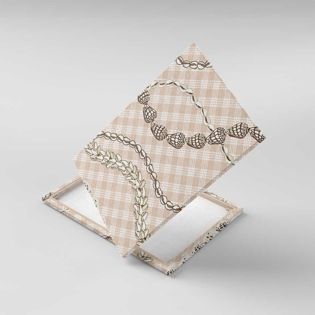 Beige Aloha Hawaii Shell Lei Canvas Wall Art Palaka Hebrew Cone Honey Cowrie Elegant Curves - Polynesian Pride