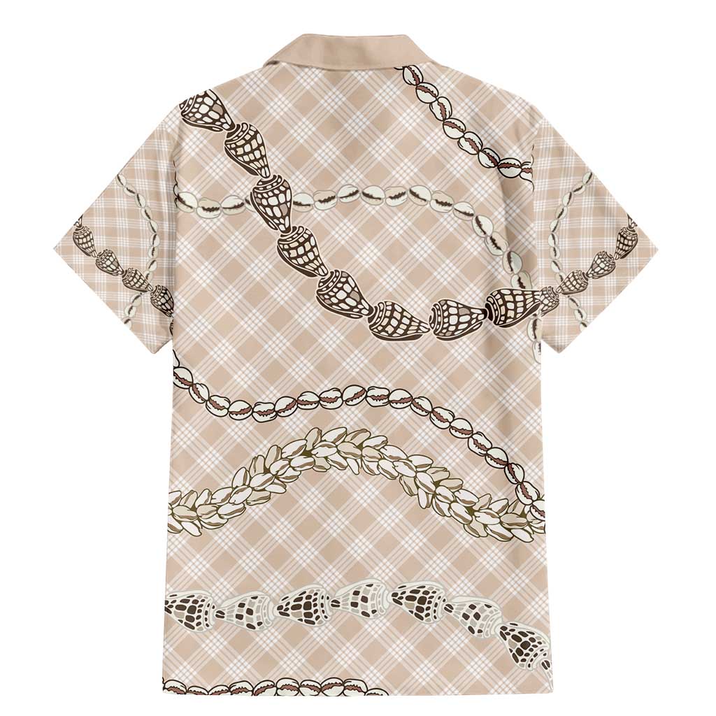 Beige Aloha Hawaii Shell Lei Family Matching Mermaid Dress and Hawaiian Shirt Palaka Hebrew Cone Honey Cowrie Elegant Curves - Polynesian Pride