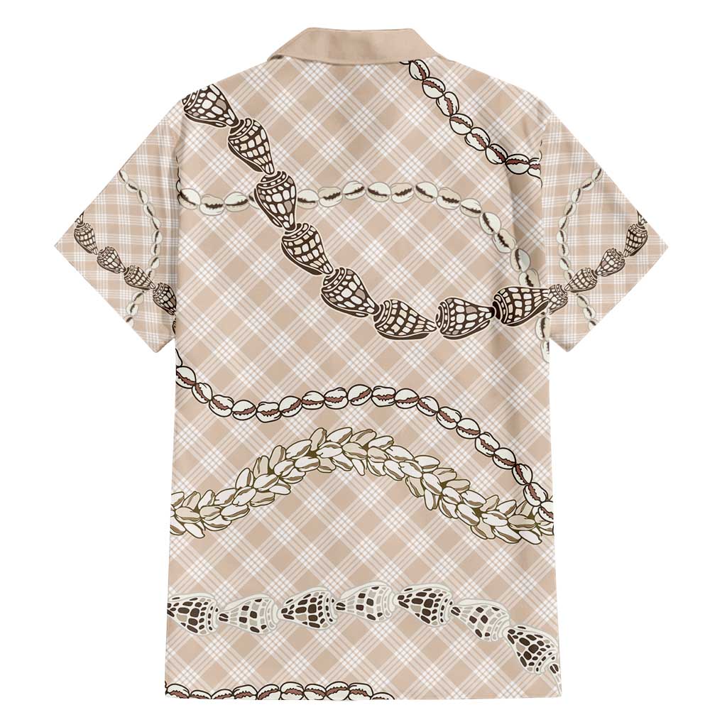 Beige Aloha Hawaii Shell Lei Family Matching Tank Maxi Dress and Hawaiian Shirt Palaka Hebrew Cone Honey Cowrie Elegant Curves - Polynesian Pride