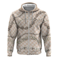 Beige Aloha Hawaii Shell Lei Hoodie Palaka Hebrew Cone Honey Cowrie Elegant Curves - Polynesian Pride