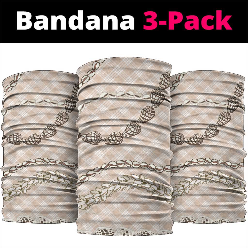 Beige Aloha Hawaii Shell Lei Neck Gaiter Palaka Hebrew Cone Honey Cowrie Elegant Curves - Polynesian Pride