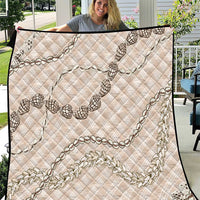 Beige Aloha Hawaii Shell Lei Quilt Palaka Hebrew Cone Honey Cowrie Elegant Curves - Polynesian Pride
