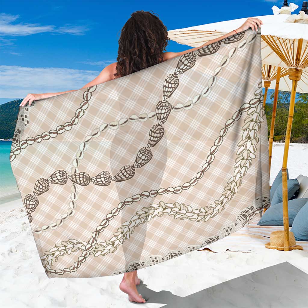 Beige Aloha Hawaii Shell Lei Sarong Palaka Hebrew Cone Honey Cowrie Elegant Curves - Polynesian Pride