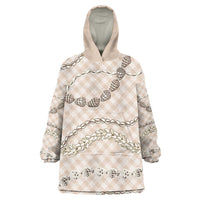 Beige Aloha Hawaii Shell Lei Wearable Blanket Hoodie Palaka Hebrew Cone Honey Cowrie Elegant Curves - Polynesian Pride