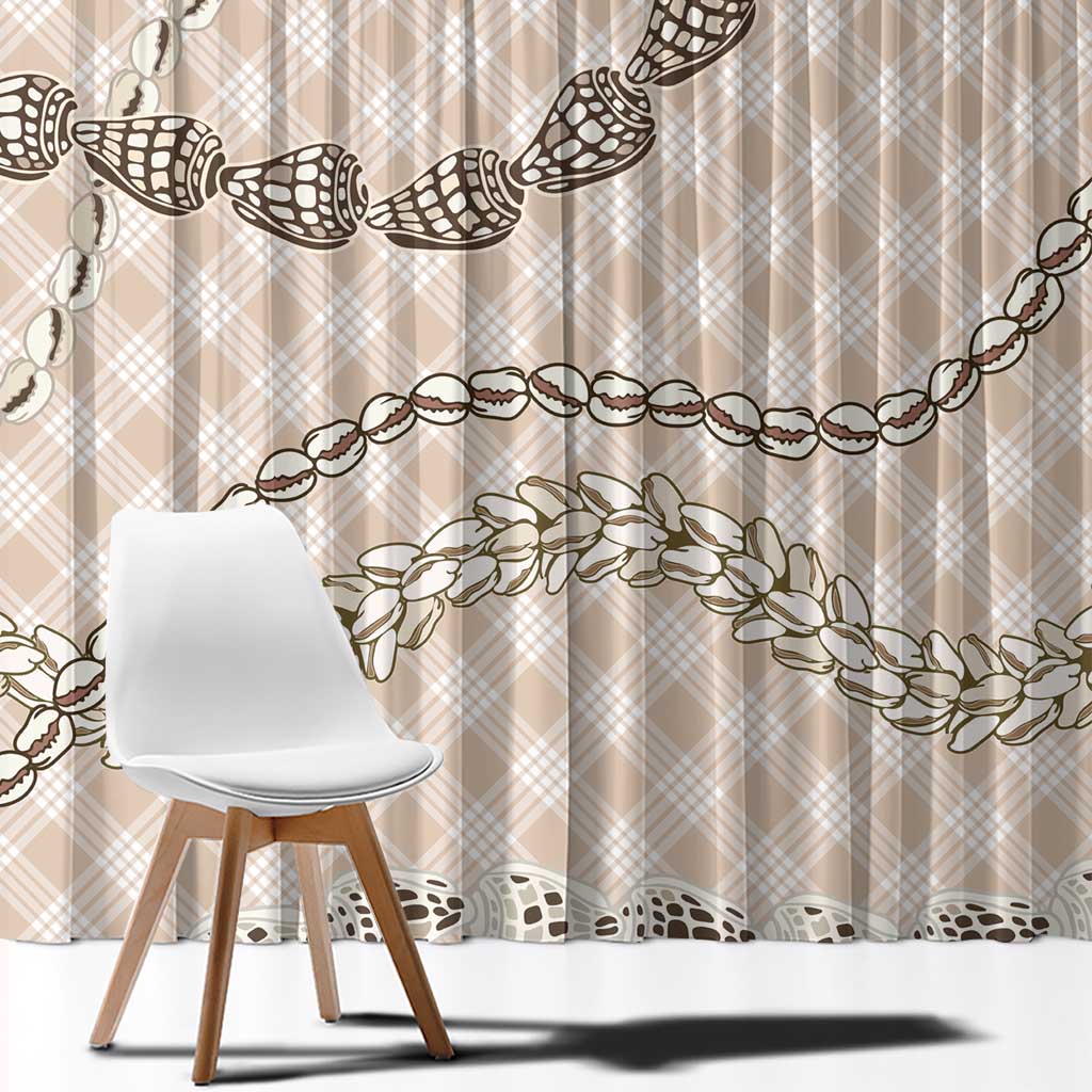 Beige Aloha Hawaii Shell Lei Window Curtain Palaka Hebrew Cone Honey Cowrie Elegant Curves - Polynesian Pride