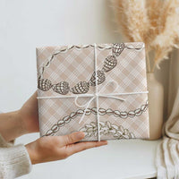 Beige Aloha Hawaii Shell Lei Wrapping Paper Palaka Hebrew Cone Honey Cowrie Elegant Curves - Polynesian Pride