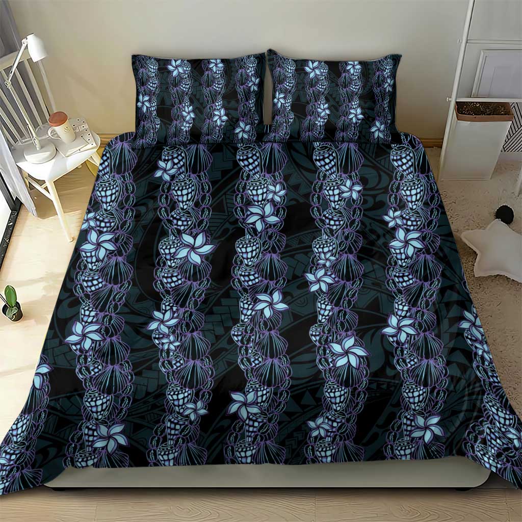 Purple Paradise Hawaii Shell Lei Bedding Set Hawaiian Sunrise Shell Hebrew Cone Plumeria - Polynesian Pride