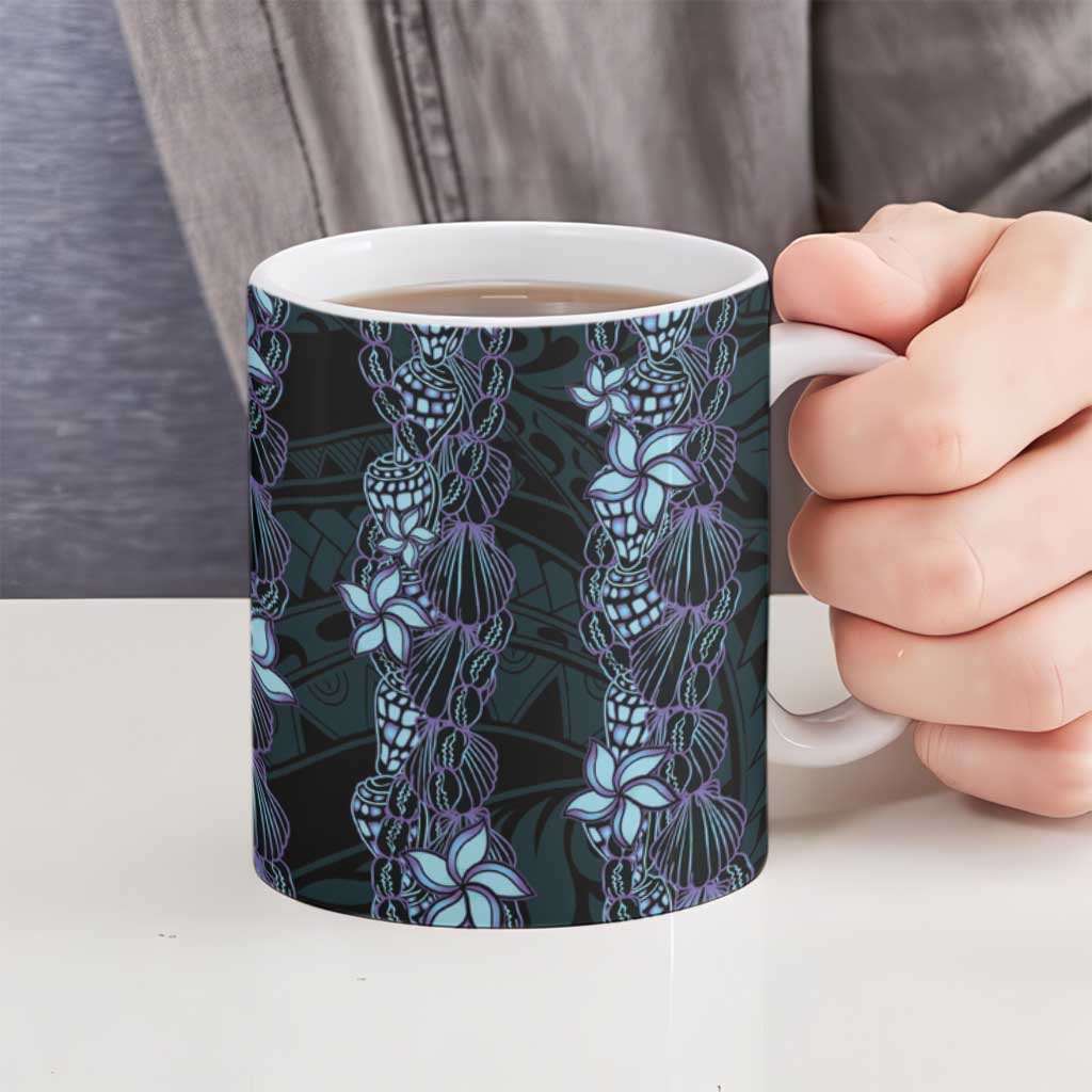 Purple Paradise Hawaii Shell Lei Ceramic Mug Hawaiian Sunrise Shell Hebrew Cone Plumeria - Polynesian Pride