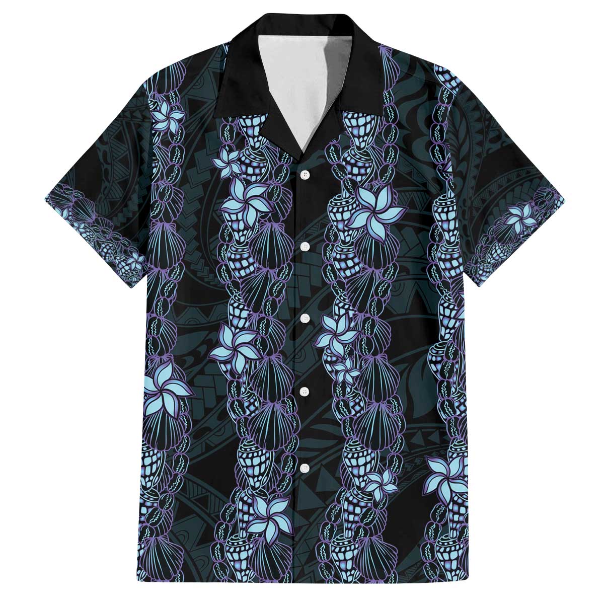 Purple Paradise Hawaii Shell Lei Family Matching Off The Shoulder Long Sleeve Dress and Hawaiian Shirt Hawaiian Sunrise Shell Hebrew Cone Plumeria - Polynesian Pride