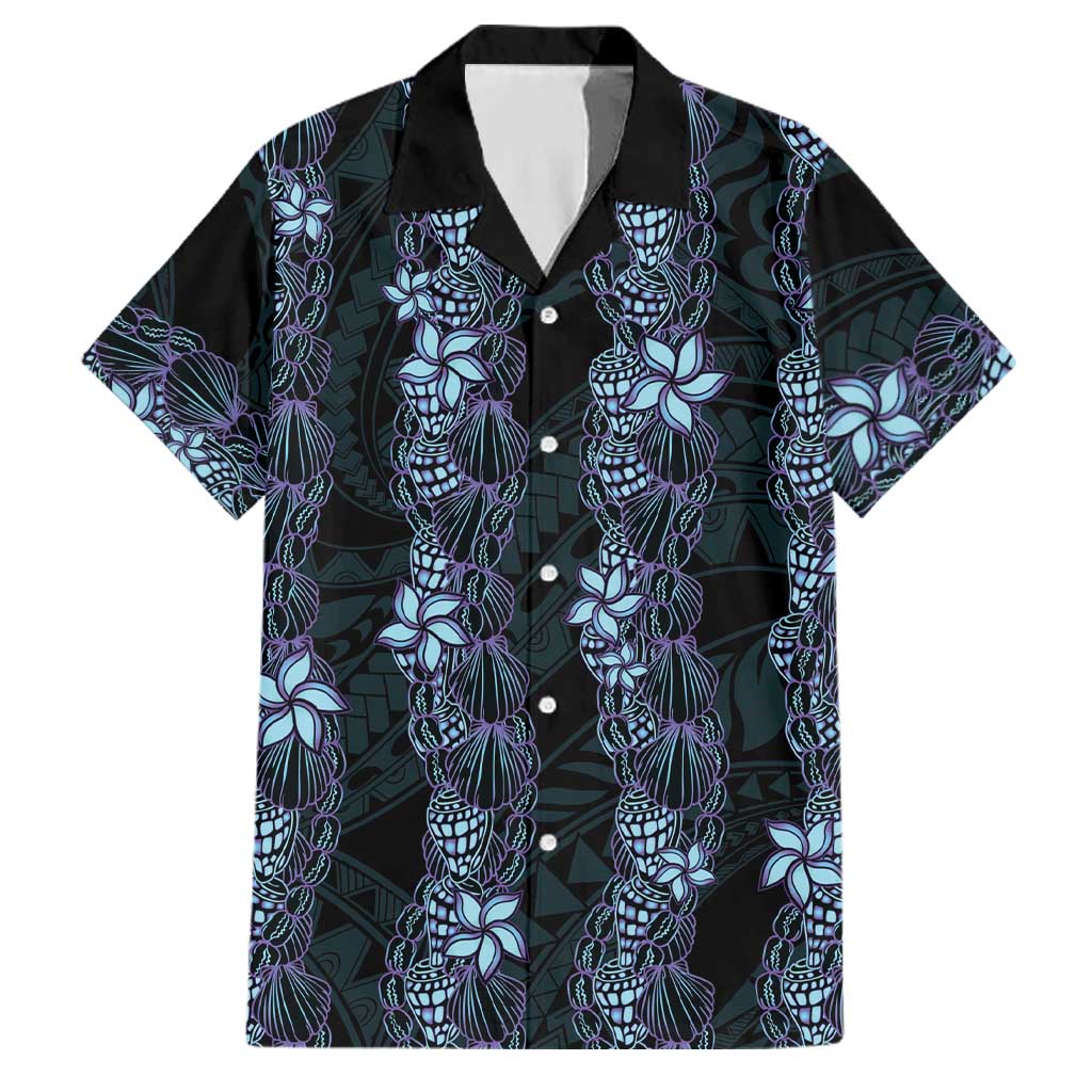 Purple Paradise Hawaii Shell Lei Family Matching Short Sleeve Bodycon Dress and Hawaiian Shirt Hawaiian Sunrise Shell Hebrew Cone Plumeria LT14 Dad's Shirt - Short Sleeve Purple - Polynesian Pride