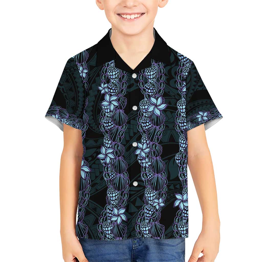 Purple Paradise Hawaii Shell Lei Kid Hawaiian Shirt Hawaiian Sunrise Shell Hebrew Cone Plumeria - Polynesian Pride