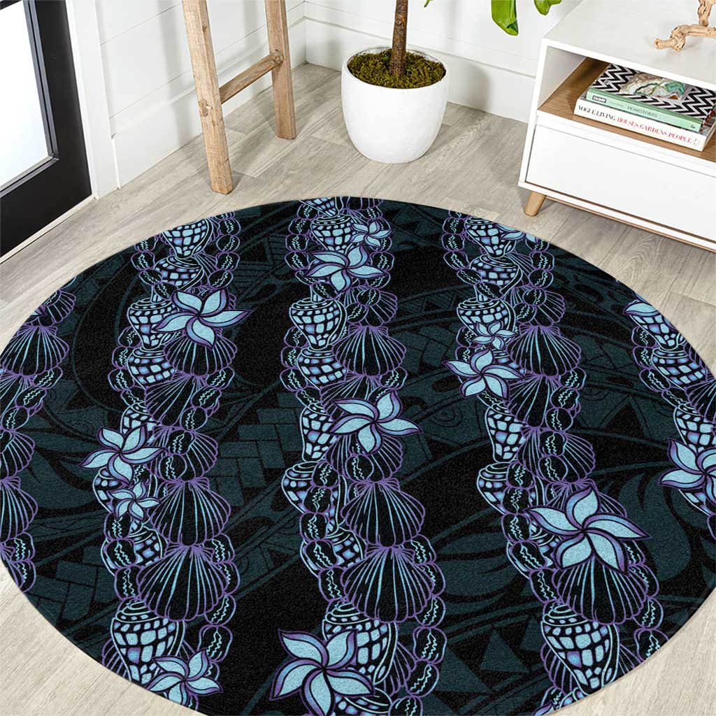 Purple Paradise Hawaii Shell Lei Round Carpet Hawaiian Sunrise Shell Hebrew Cone Plumeria - Polynesian Pride