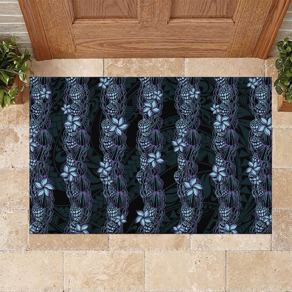 Purple Paradise Hawaii Shell Lei Rubber Doormat Hawaiian Sunrise Shell Hebrew Cone Plumeria - Polynesian Pride