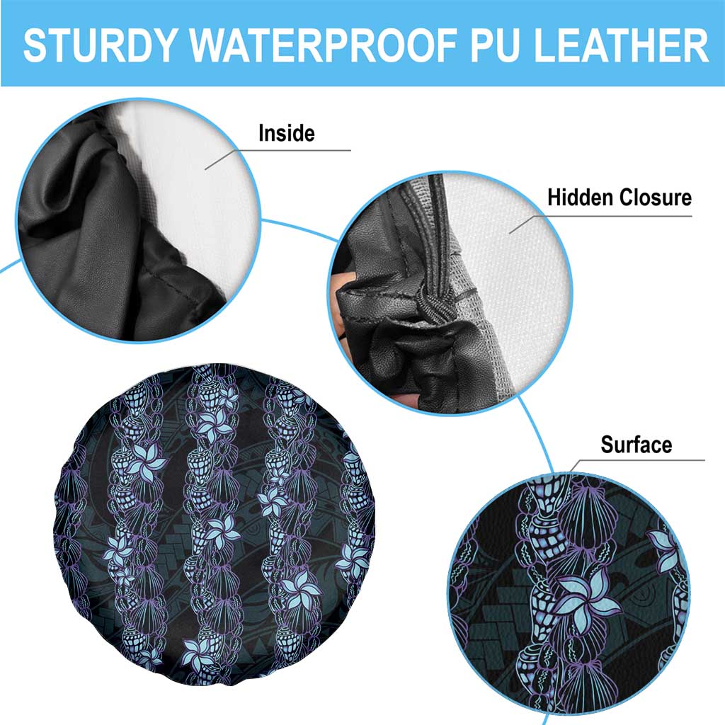 Purple Paradise Hawaii Shell Lei Spare Tire Cover Hawaiian Sunrise Shell Hebrew Cone Plumeria - Polynesian Pride