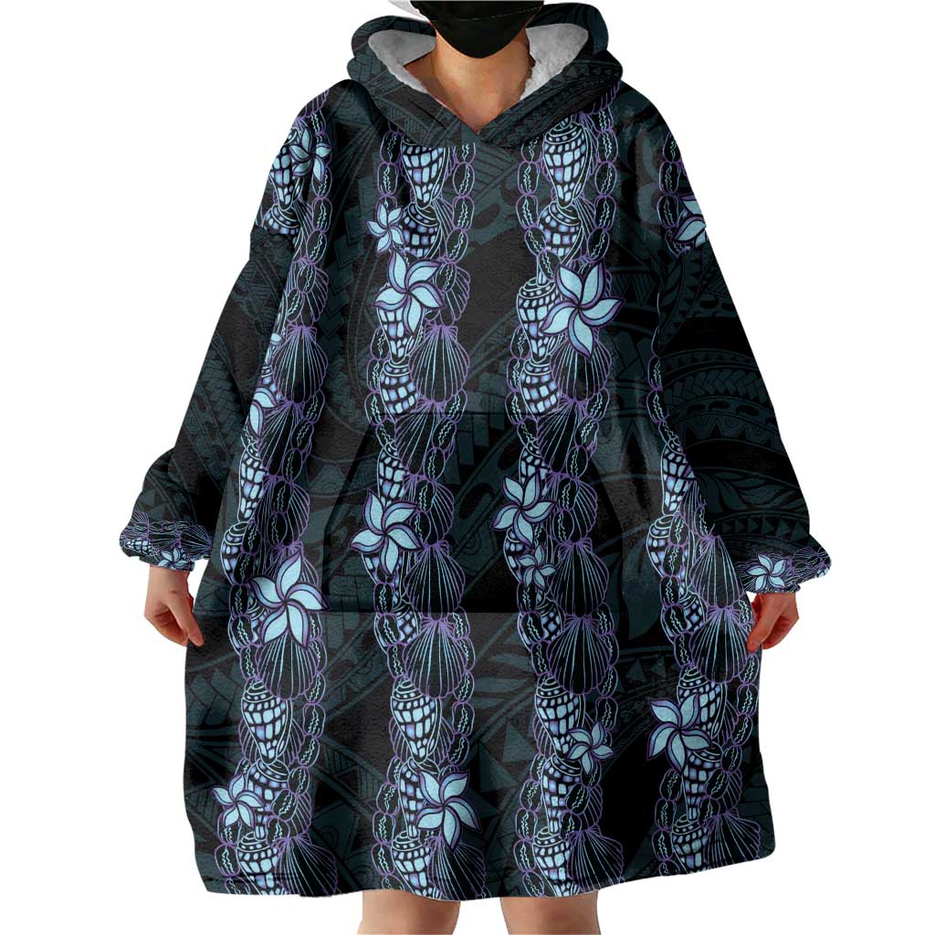 Purple Paradise Hawaii Shell Lei Wearable Blanket Hoodie Hawaiian Sunrise Shell Hebrew Cone Plumeria - Polynesian Pride