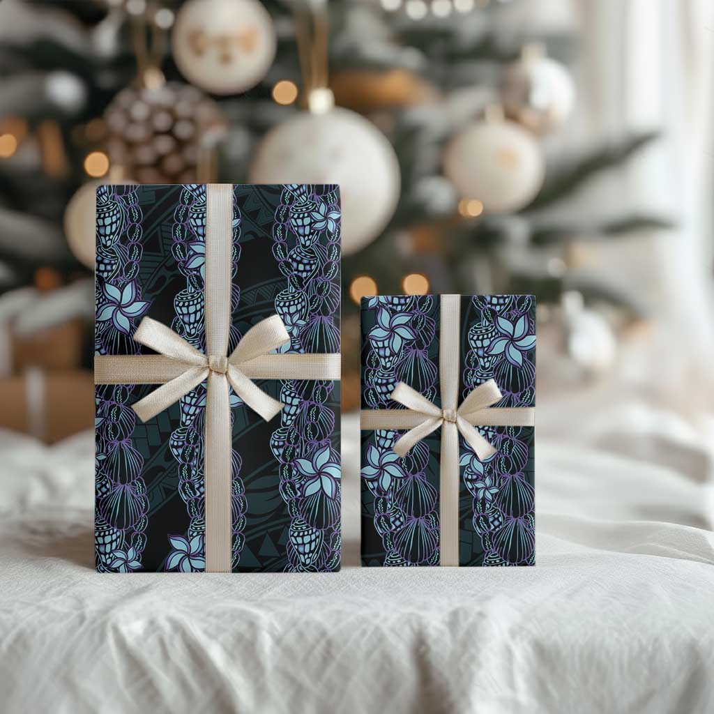 Purple Paradise Hawaii Shell Lei Wrapping Paper Hawaiian Sunrise Shell Hebrew Cone Plumeria - Polynesian Pride