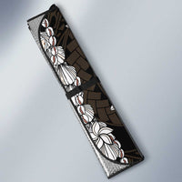 Black and Beige Hawaii Shell Lei Auto Sun Shade Hawaiian Sunrise Shell Hebrew Cone Plumeria - Polynesian Pride