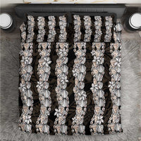 Black and Beige Hawaii Shell Lei Bedding Set Hawaiian Sunrise Shell Hebrew Cone Plumeria - Polynesian Pride