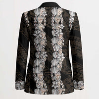 Black and Beige Hawaii Shell Lei Blazer Hawaiian Sunrise Shell Hebrew Cone Plumeria - Polynesian Pride