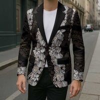 Black and Beige Hawaii Shell Lei Blazer Hawaiian Sunrise Shell Hebrew Cone Plumeria - Polynesian Pride