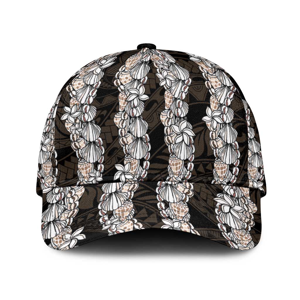 Black and Beige Hawaii Shell Lei Classic Cap Hawaiian Sunrise Shell Hebrew Cone Plumeria - Polynesian Pride