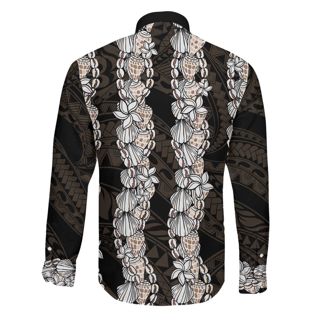 Black and Beige Hawaii Shell Lei Family Matching Mermaid Dress and Hawaiian Shirt Hawaiian Sunrise Shell Hebrew Cone Plumeria LT14 - Polynesian Pride