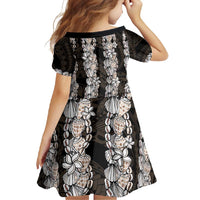 Black and Beige Hawaii Shell Lei Family Matching Off Shoulder Maxi Dress and Hawaiian Shirt Hawaiian Sunrise Shell Hebrew Cone Plumeria - Polynesian Pride