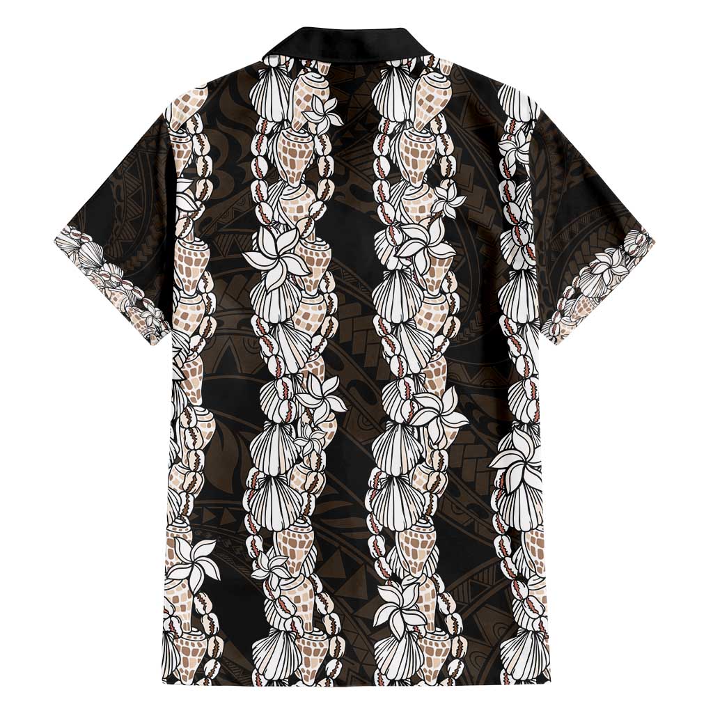 Black and Beige Hawaii Shell Lei Family Matching Summer Maxi Dress and Hawaiian Shirt Hawaiian Sunrise Shell Hebrew Cone Plumeria - Polynesian Pride