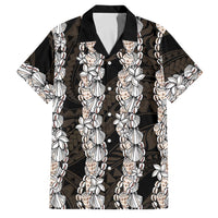 Black and Beige Hawaii Shell Lei Family Matching Tank Maxi Dress and Hawaiian Shirt Hawaiian Sunrise Shell Hebrew Cone Plumeria - Polynesian Pride