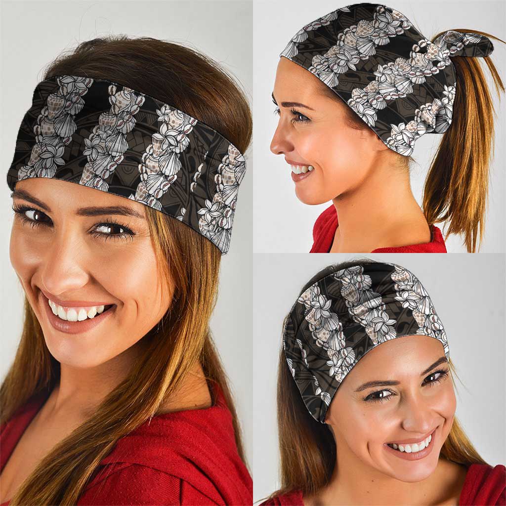 Black and Beige Hawaii Shell Lei Neck Gaiter Hawaiian Sunrise Shell Hebrew Cone Plumeria - Polynesian Pride