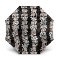 Black and Beige Hawaii Shell Lei Umbrella Hawaiian Sunrise Shell Hebrew Cone Plumeria - Polynesian Pride