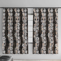 Black and Beige Hawaii Shell Lei Window Curtain Hawaiian Sunrise Shell Hebrew Cone Plumeria - Polynesian Pride