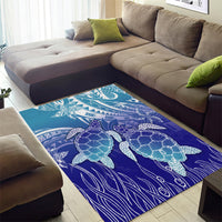 Polynesia Sea Turtle Area Rug Happy Valentine Day Polynesian - Dark Cyan LT14 - Polynesian Pride
