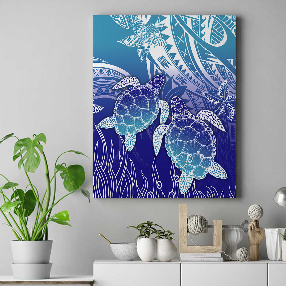 Polynesia Sea Turtle Canvas Wall Art Happy Valentine Day Polynesian - Dark Cyan LT14 Dark Cyan - Polynesian Pride