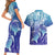 Polynesia Sea Turtle Couples Matching Short Sleeve Bodycon Dress and Hawaiian Shirt Happy Valentine Day Polynesian - Dark Cyan LT14 - Polynesian Pride